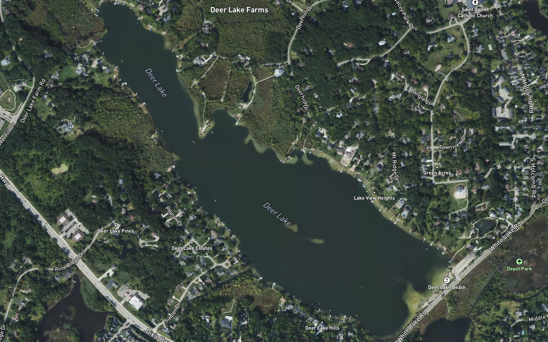 Satellite map of the Deer Lake