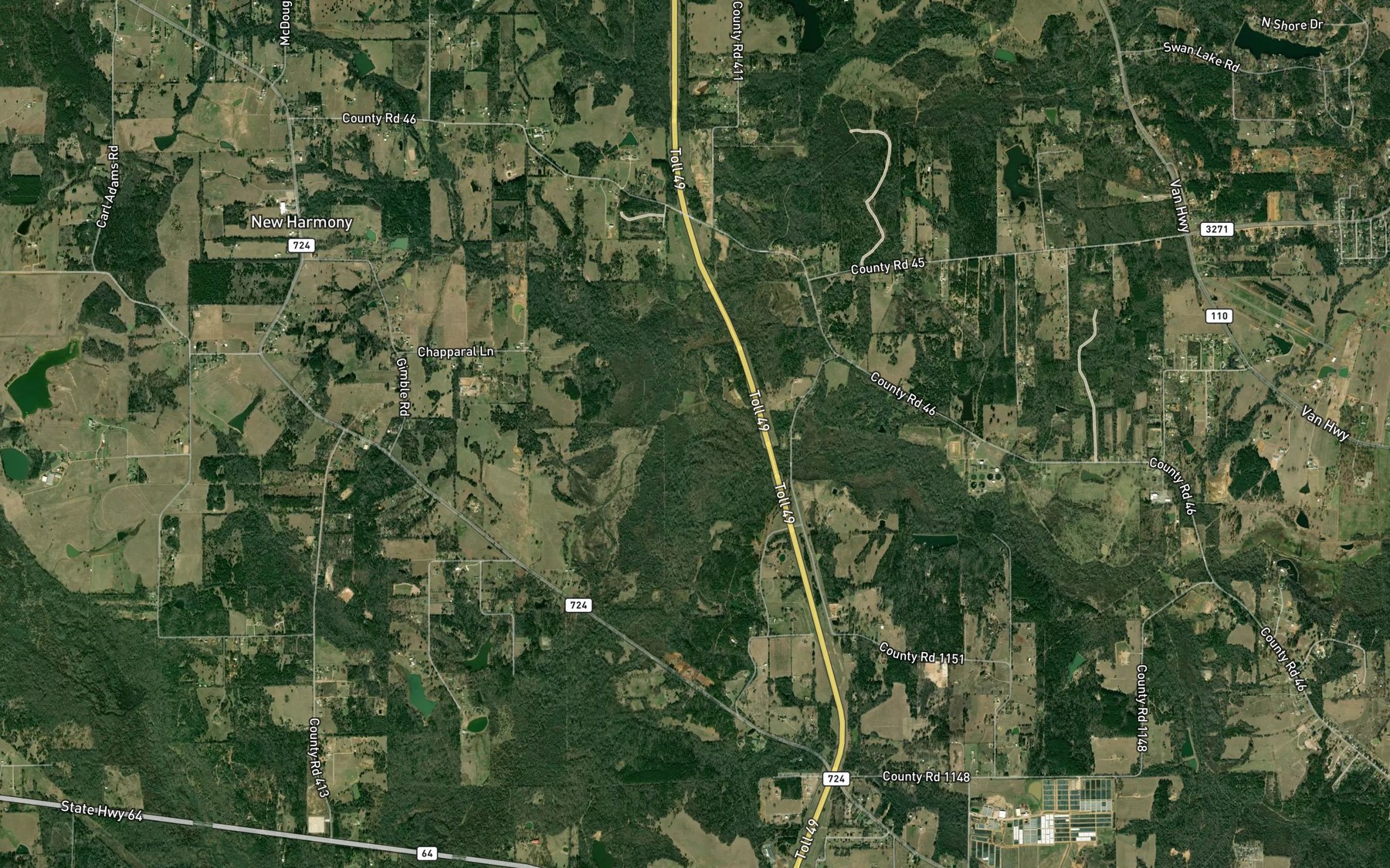Satellite map of the Black Fork Creek