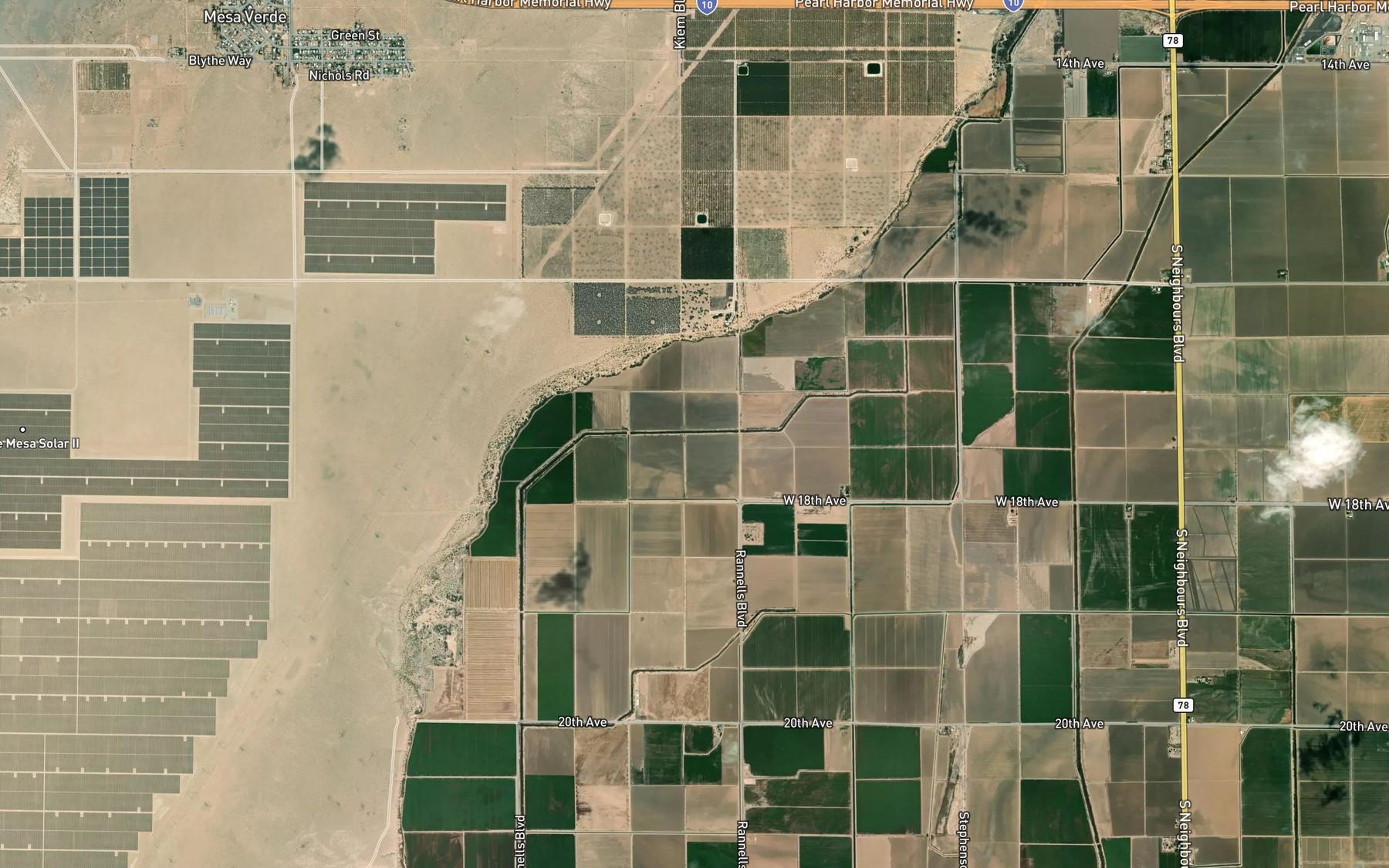 Satellite map of the Rannells Drain