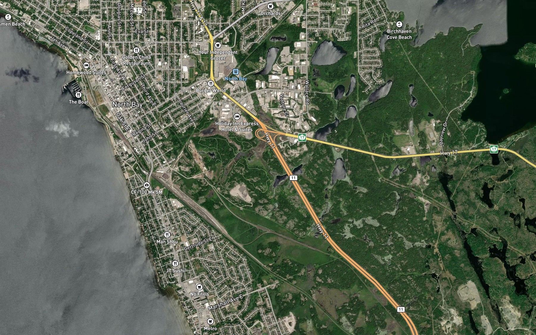 Satellite map of the Jennings Lake