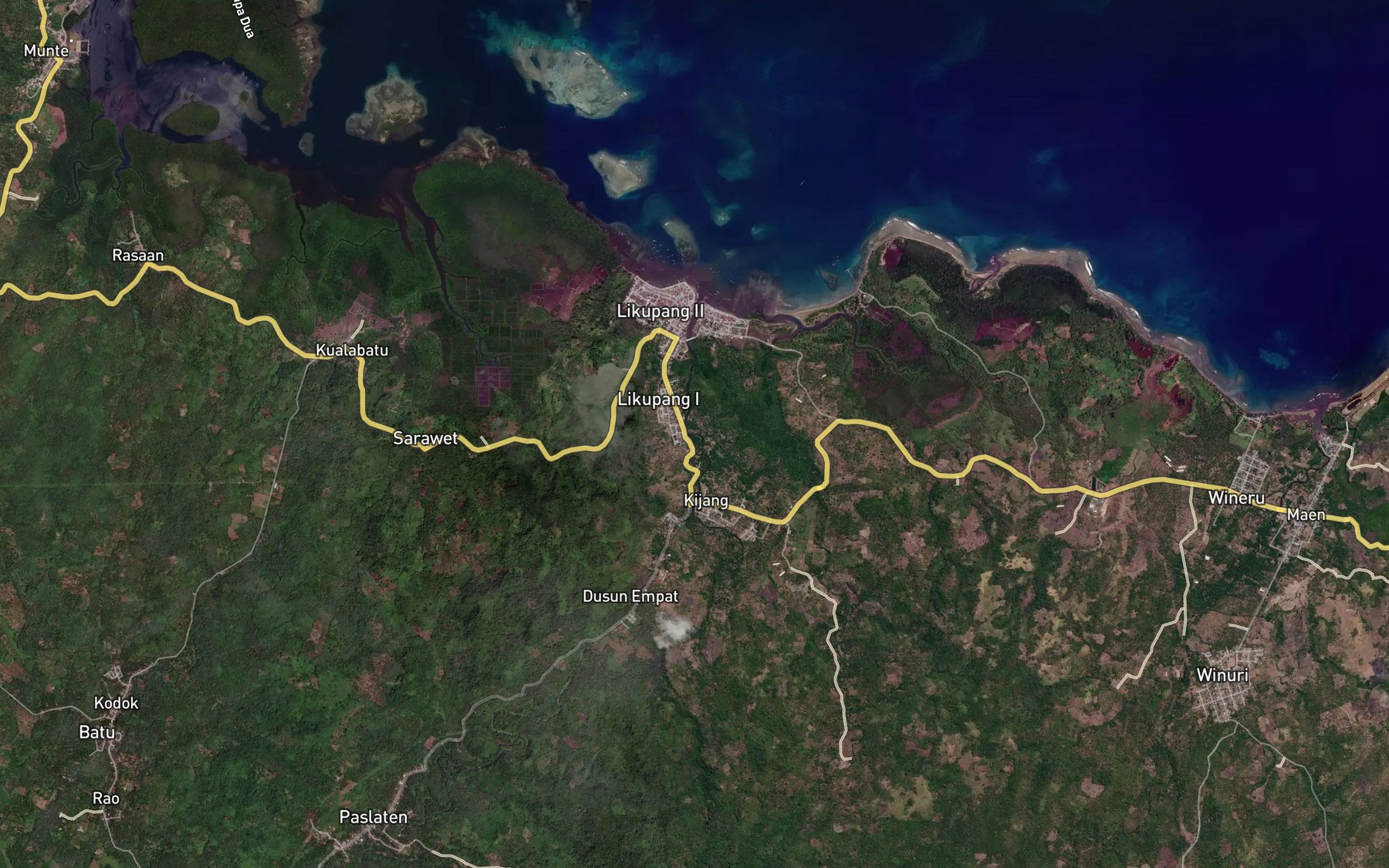 Satellite map of the Kuala Marawuwung