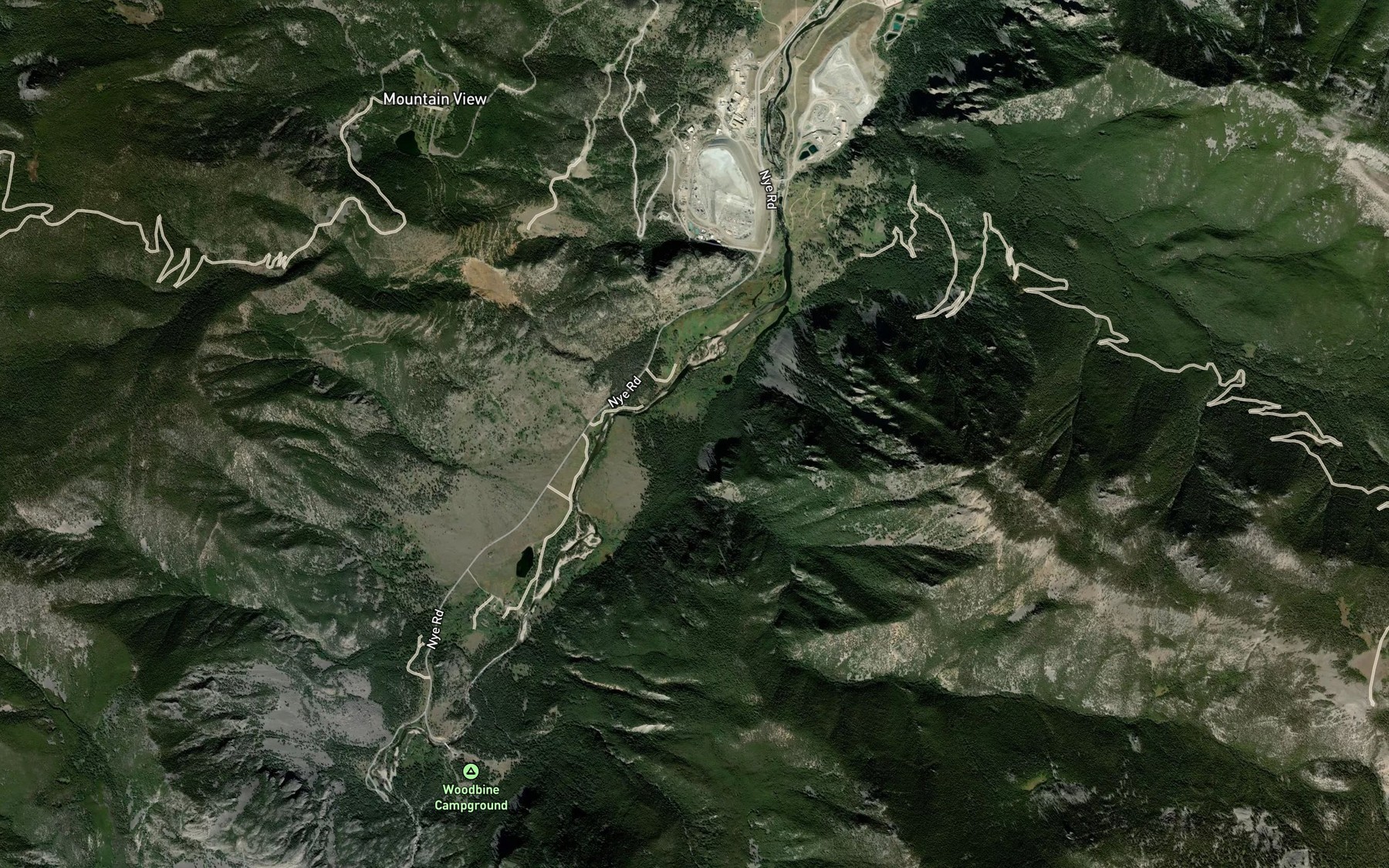 Satellite map of the Flume Creek
