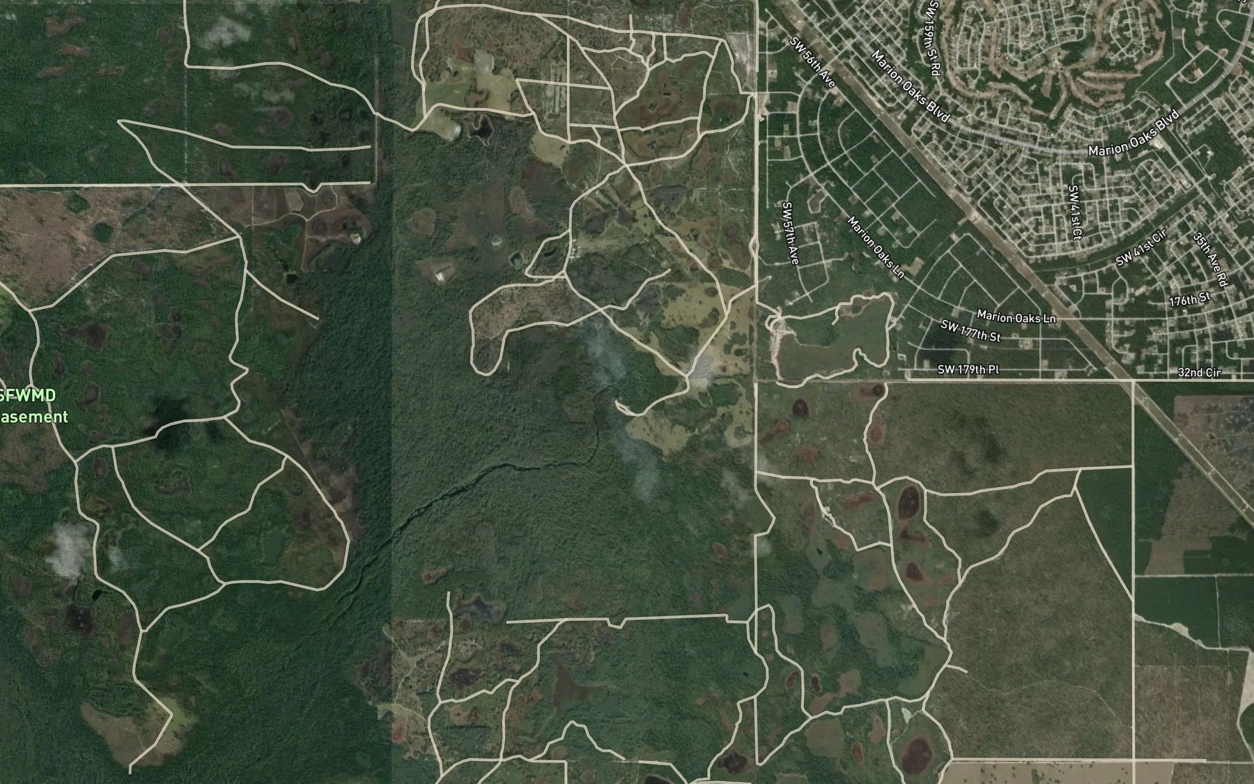 Satellite map of the Gum Springs