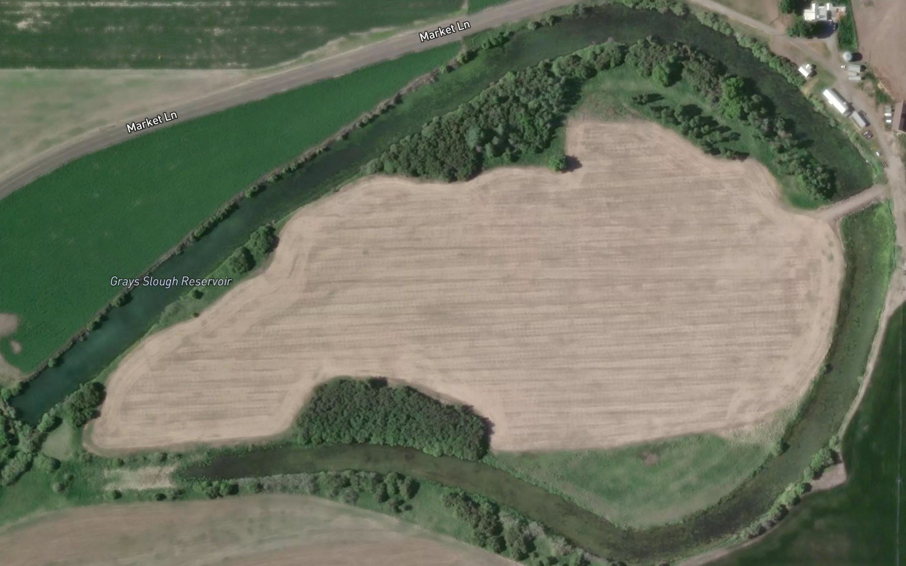 Satellite map of the Grays Slough Reservoir