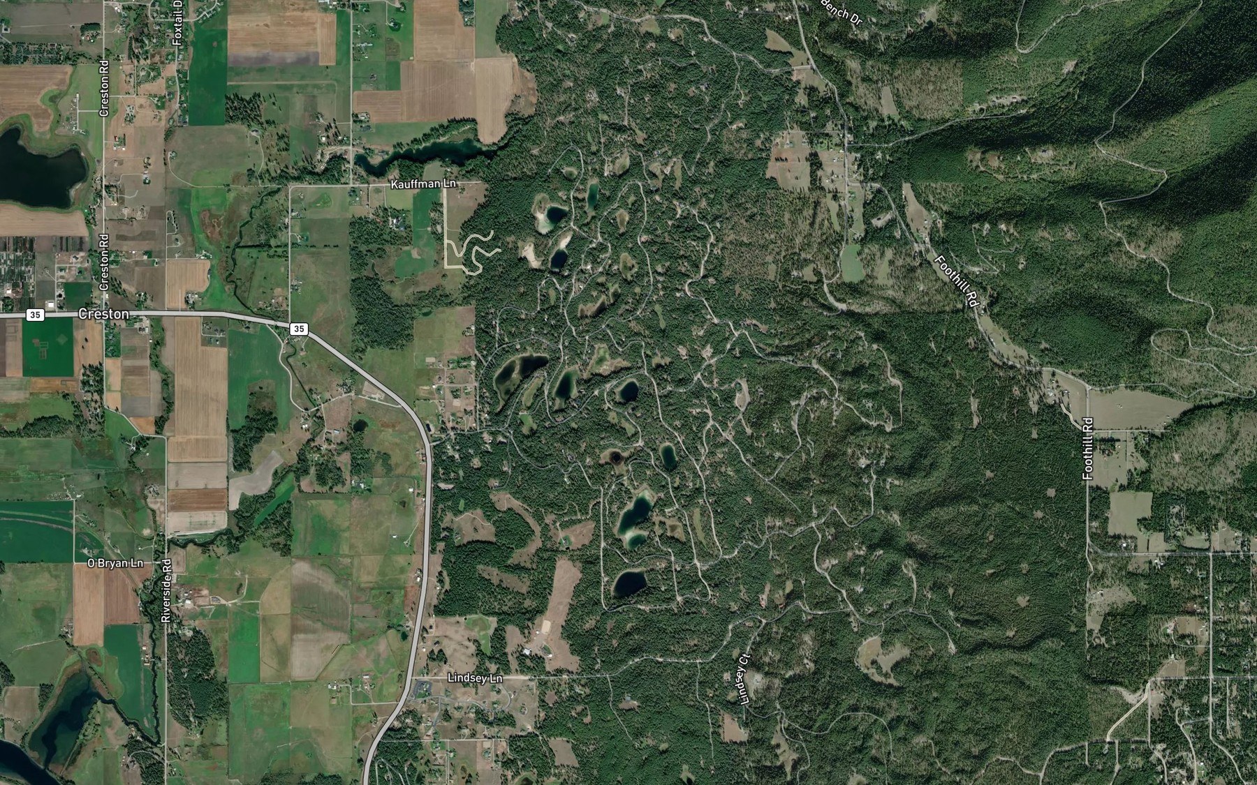 Satellite map of the Tamarack Lake