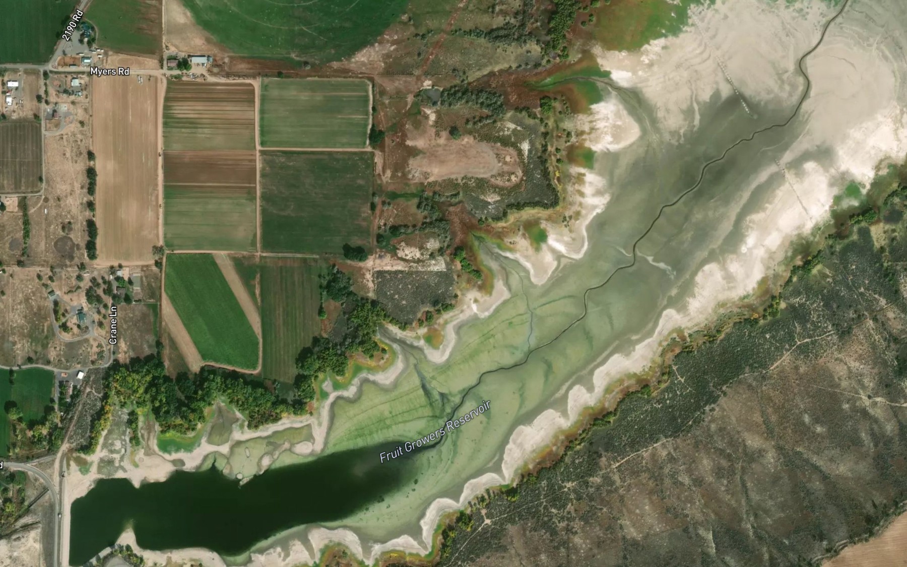 Satellite map of the Fruit Growers Reservoir