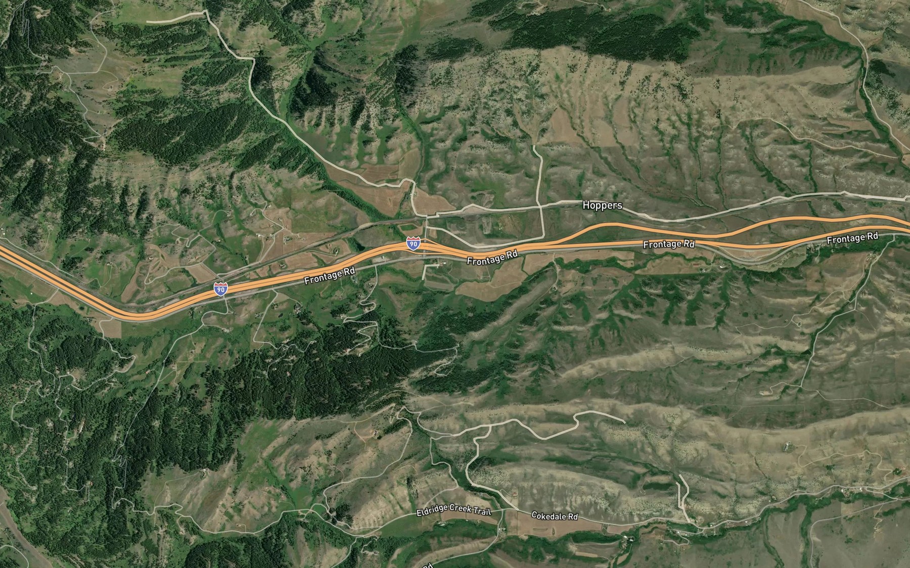 Satellite map of the Flynn Creek
