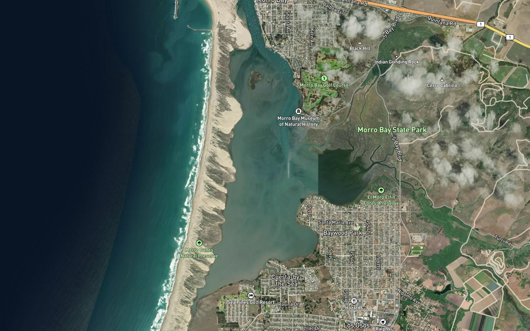 Satellite map of the Morro Bay