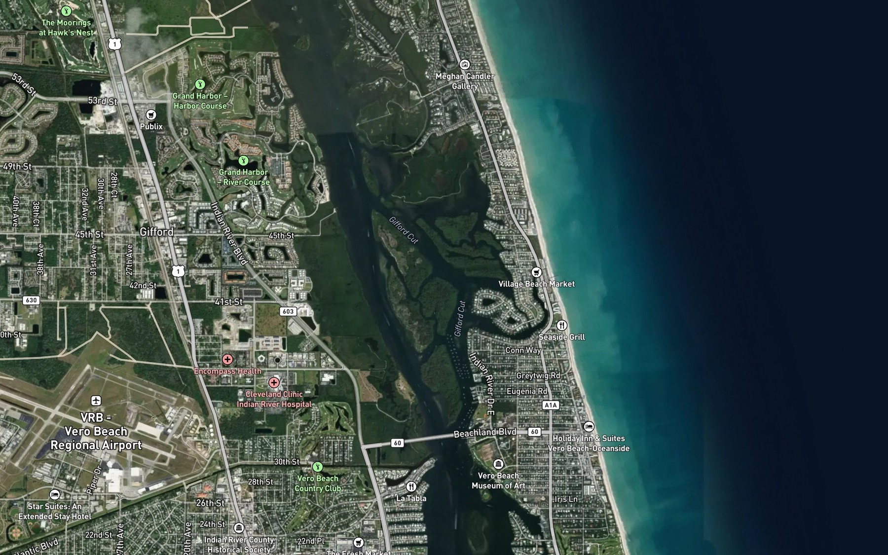 Satellite map of the Gifford Cut