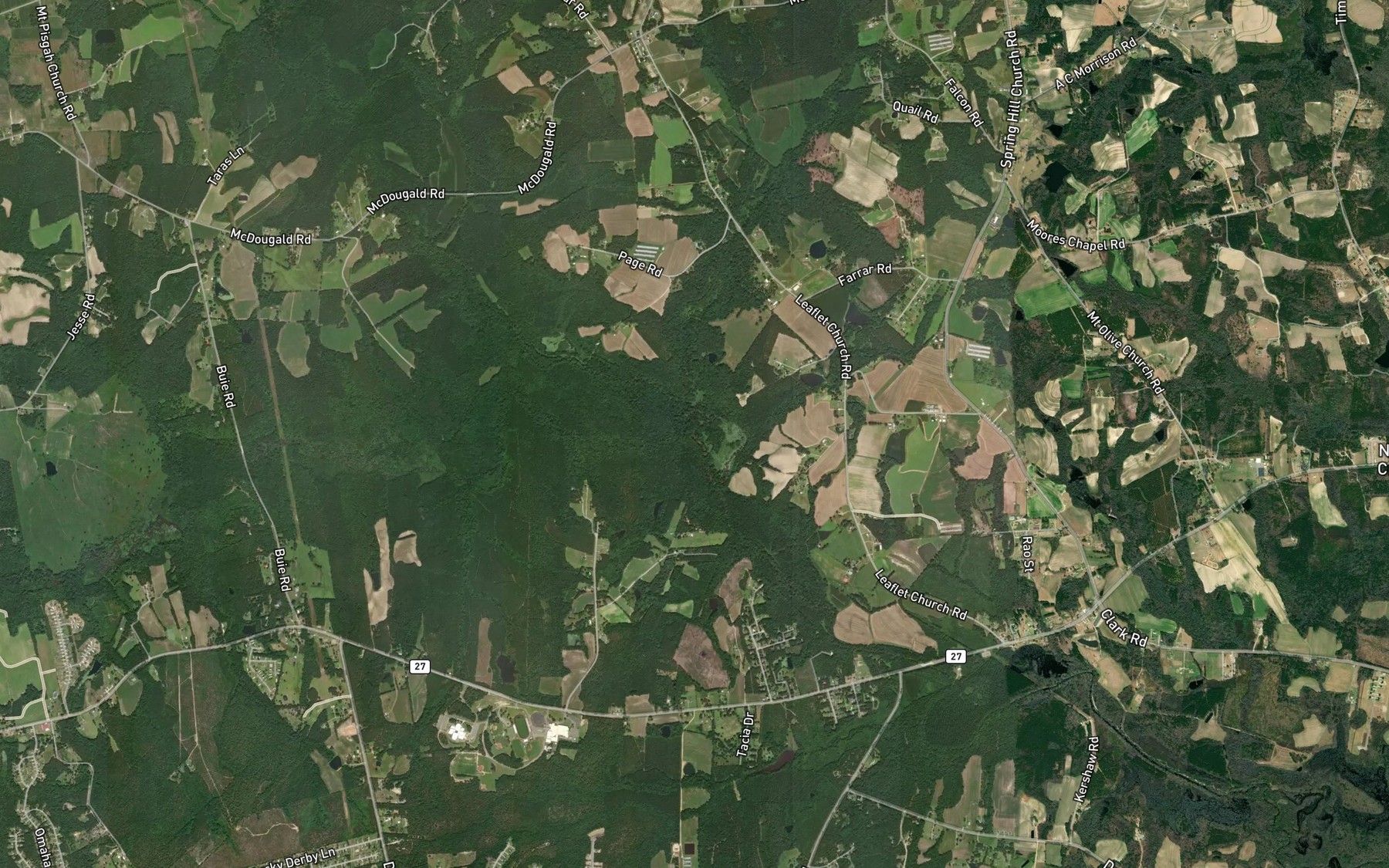 Satellite map of the Barbecue Creek