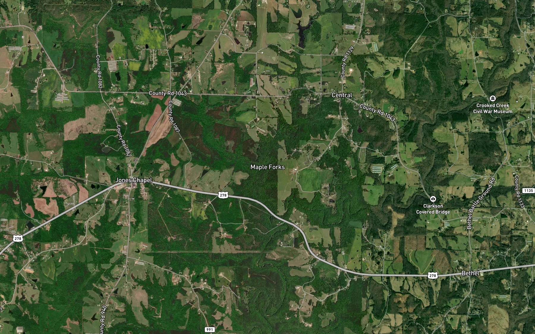 Satellite map of the Dripping Springs Creek