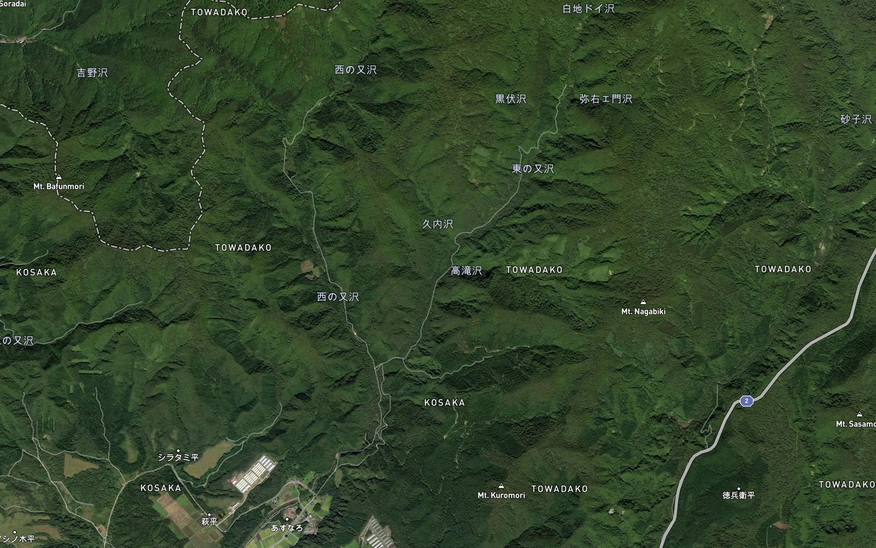 Satellite map of the Takataki Zawa