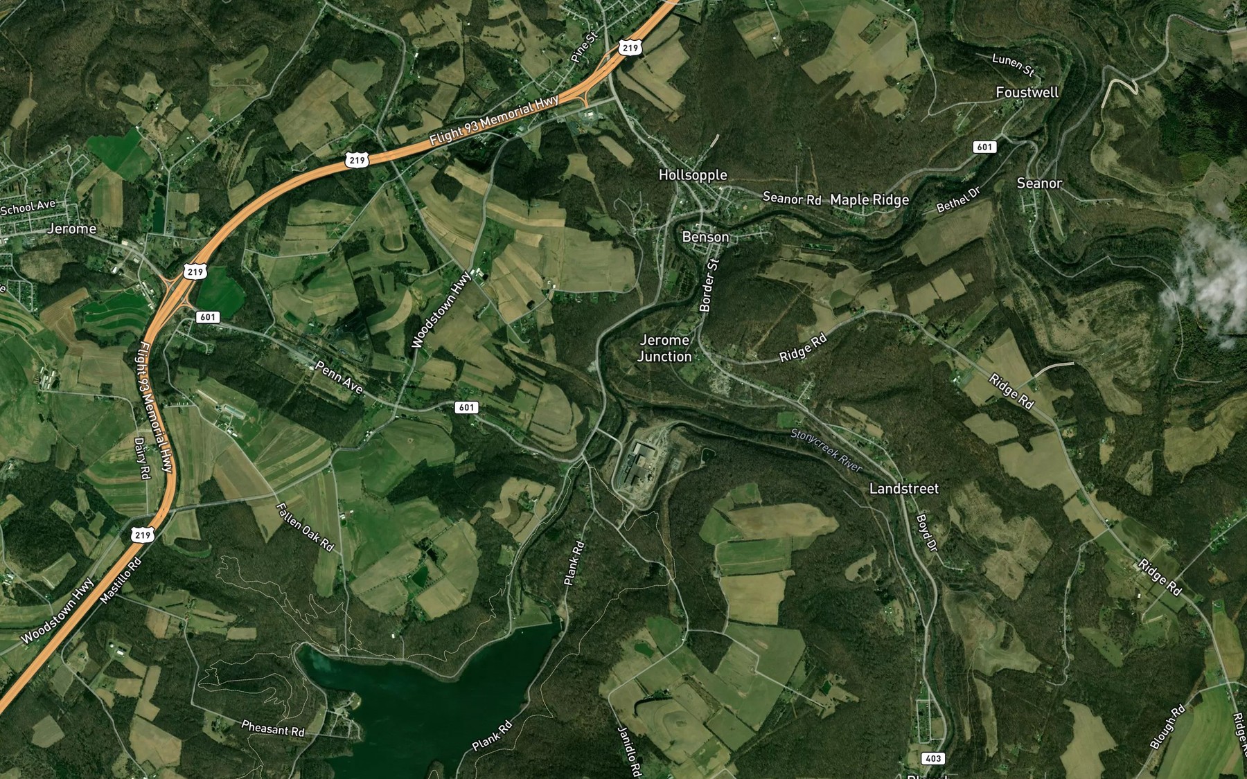Satellite map of the Quemahoning Creek