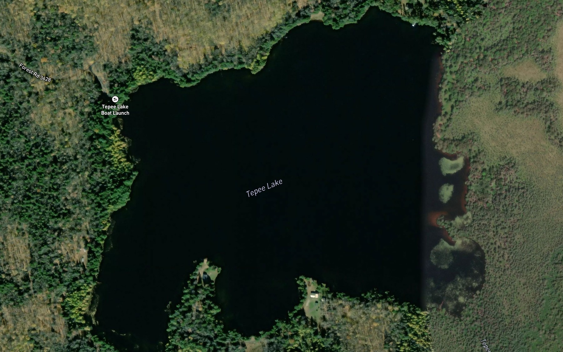 Satellite map of the Tepee Lake