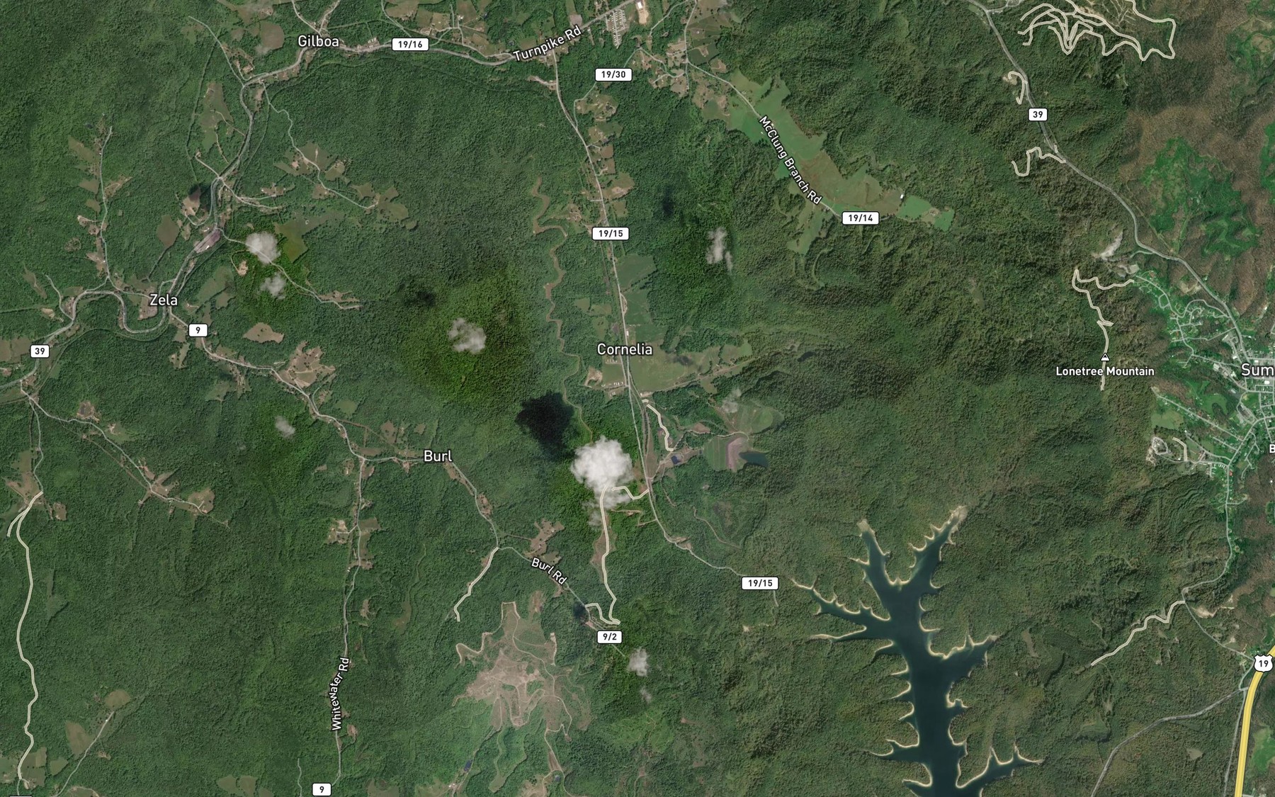Satellite map of the Sugarcamp Run