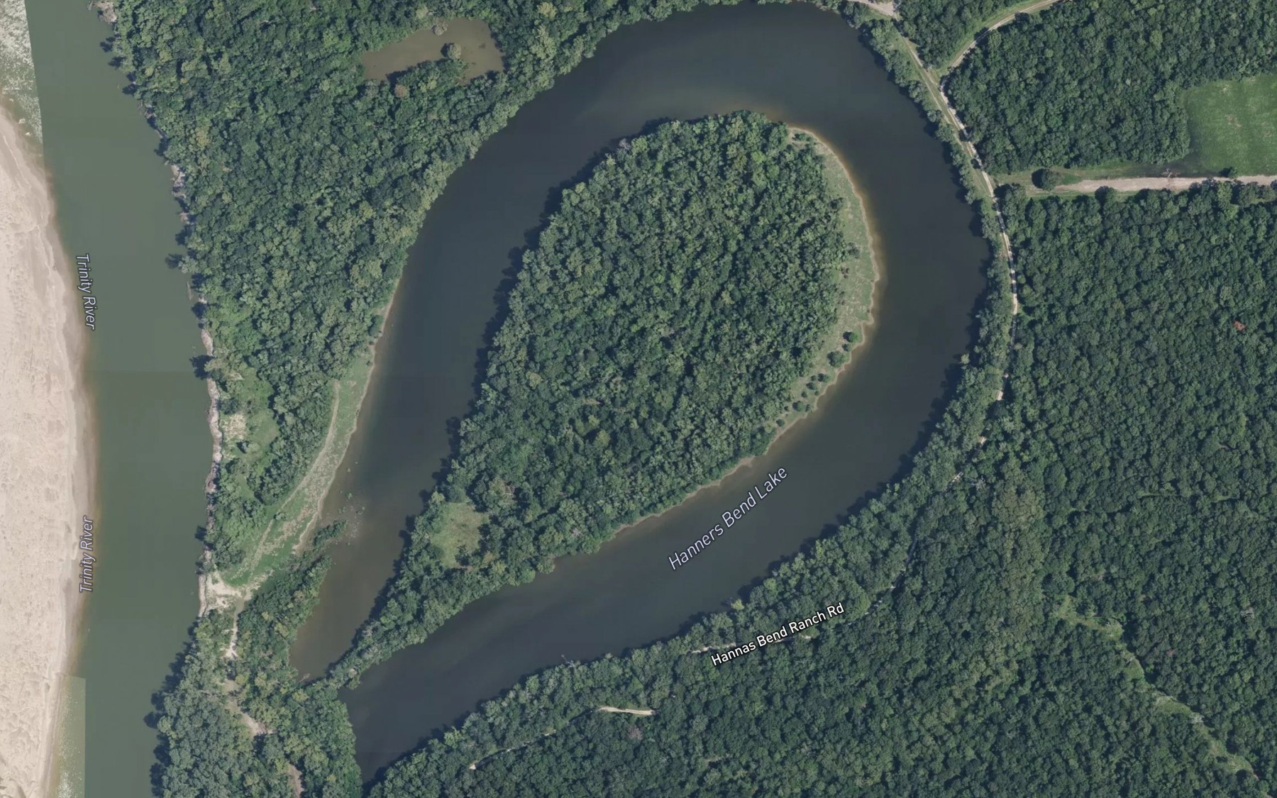 Satellite map of the Hanners Bend Lake