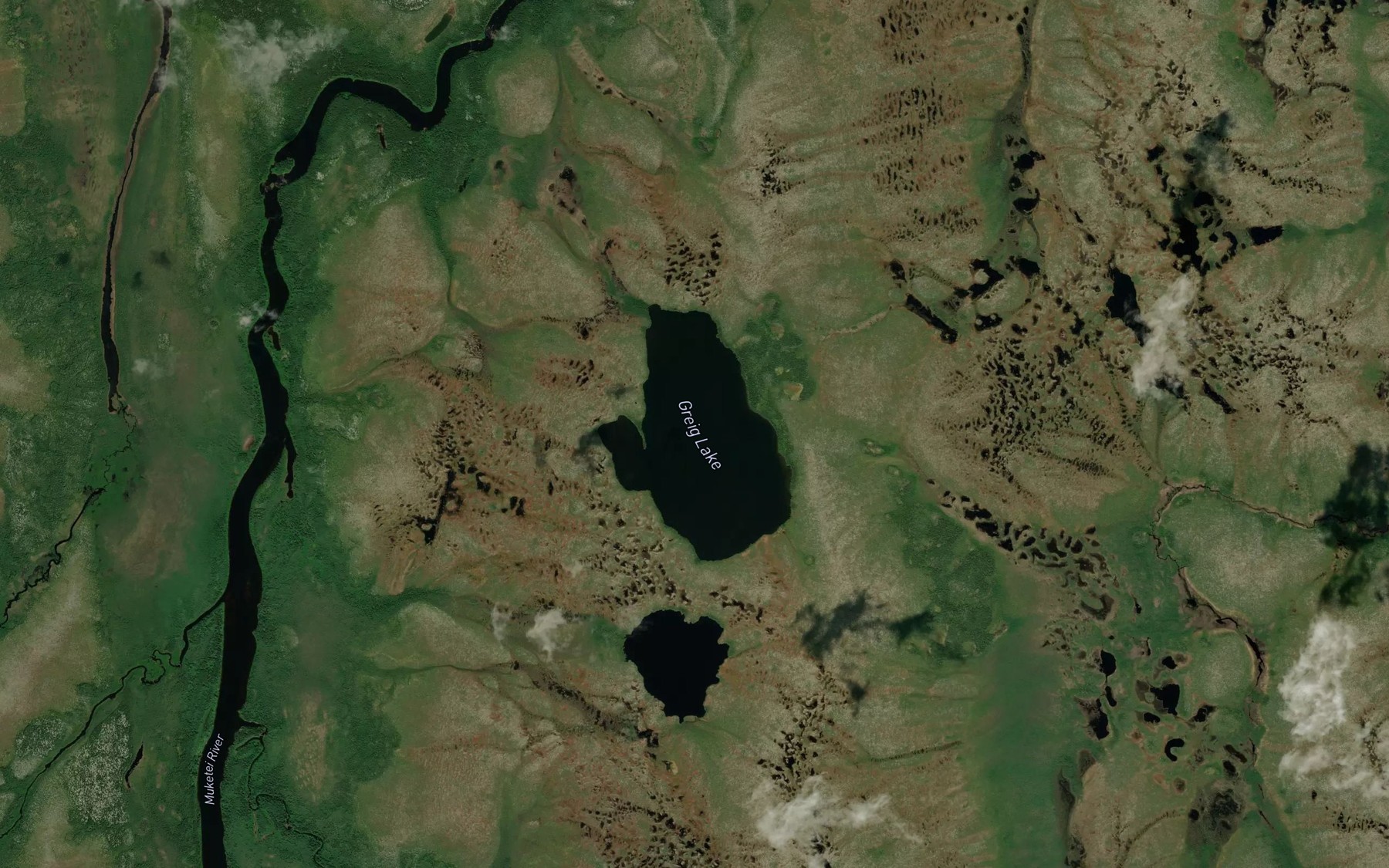 Satellite map of the Greig Lake