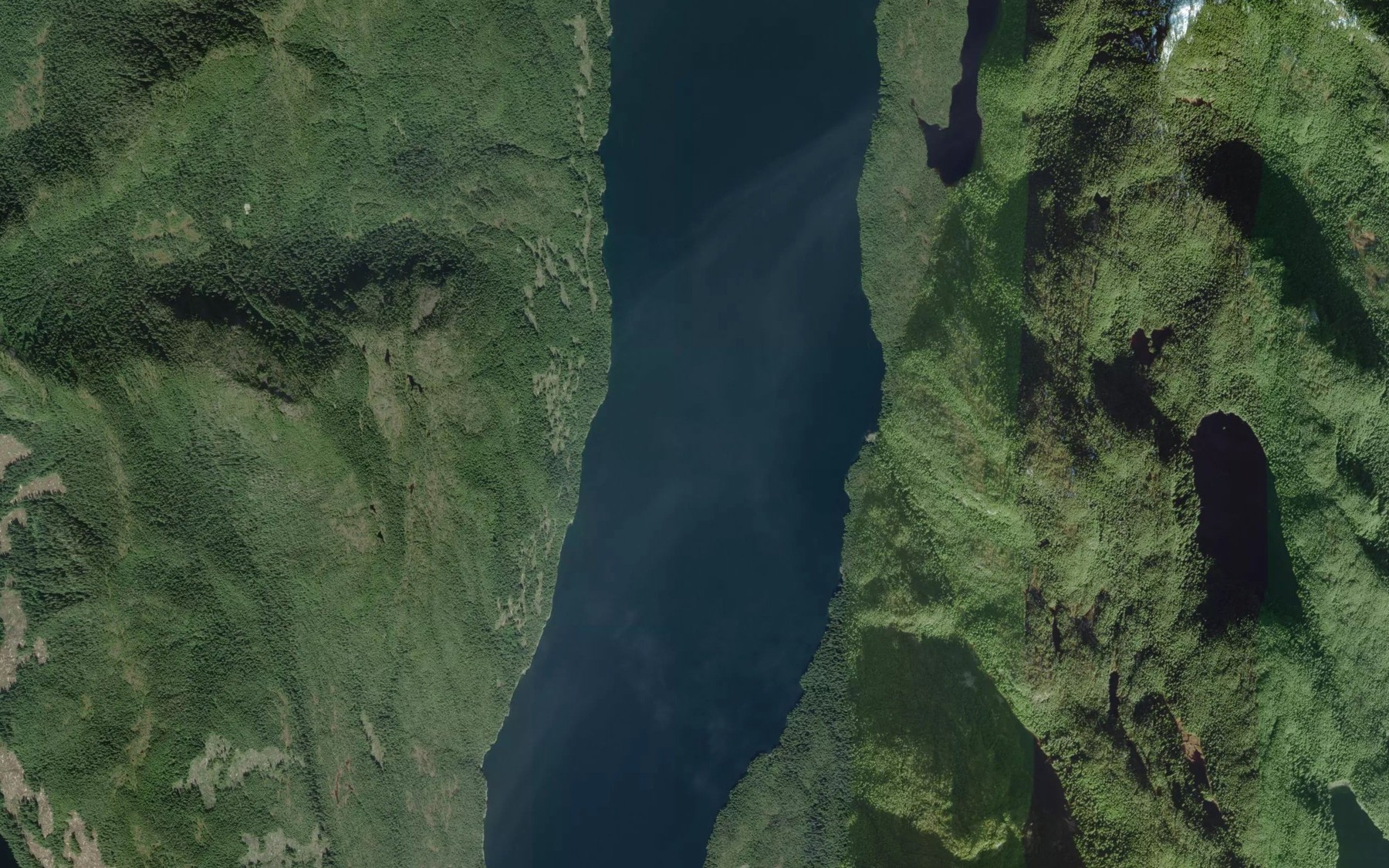 Satellite map of the Tolmie Channel