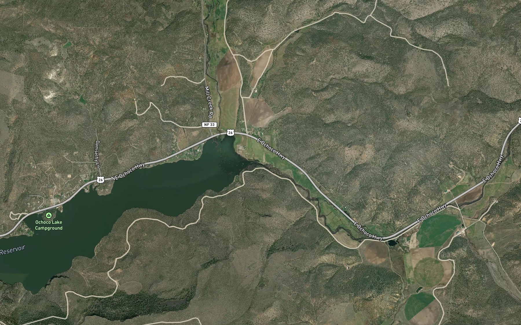 Satellite map of the Polly Creek