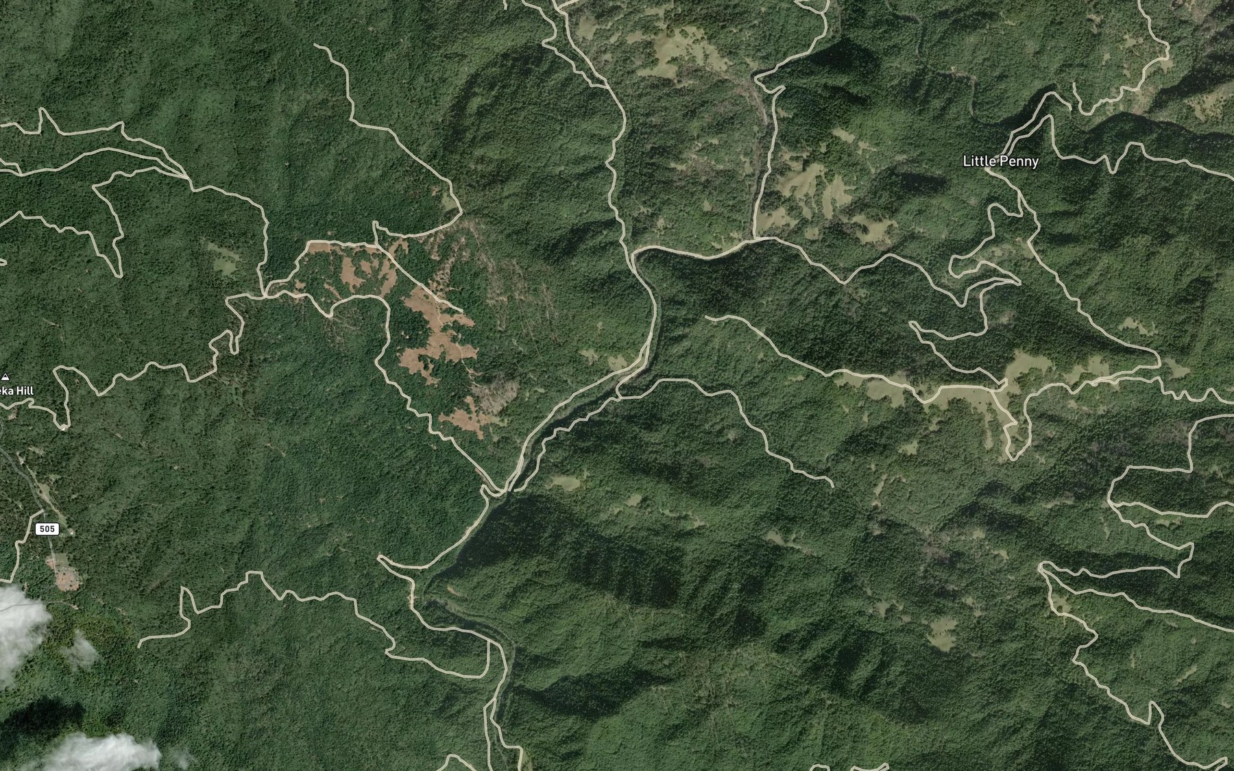 Satellite map of the Inman Creek