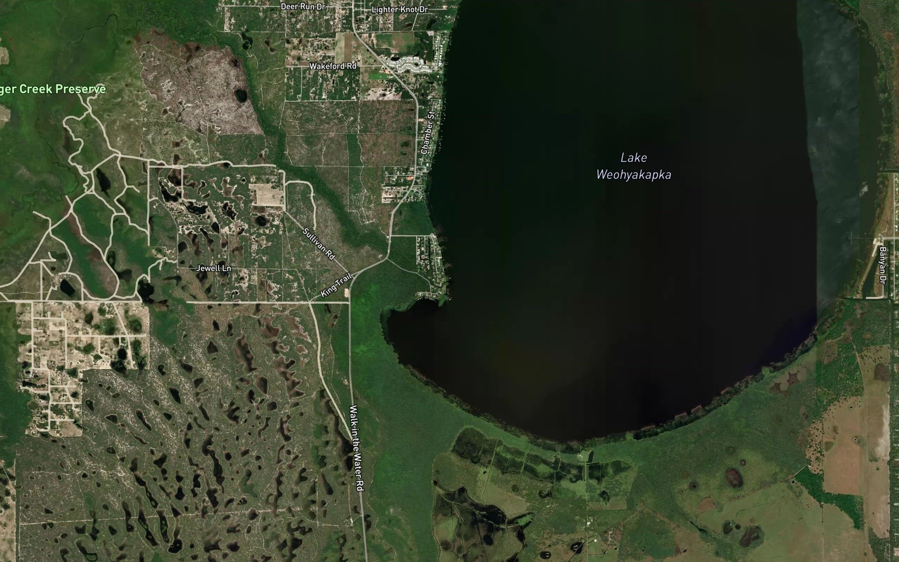 Satellite map of the Tiger Creek