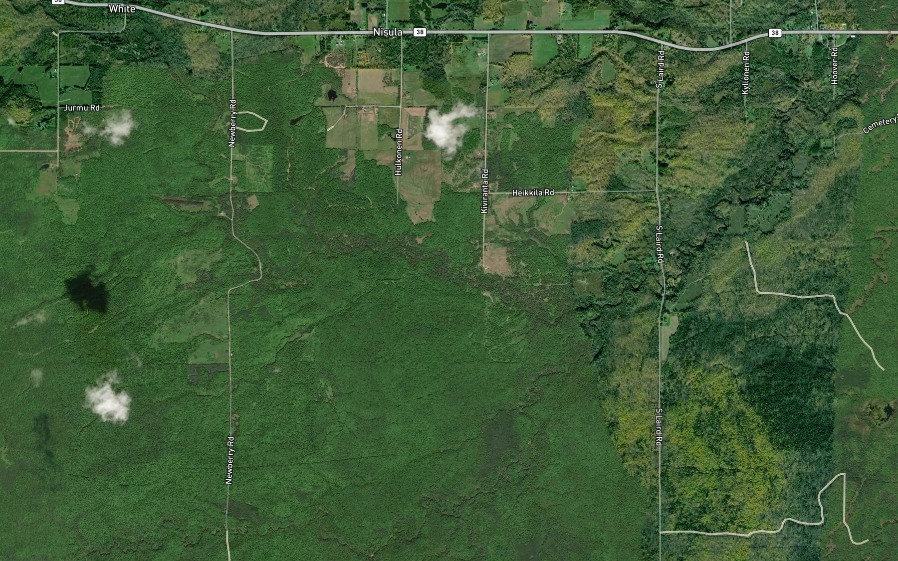 Satellite map of the Creeper Creek
