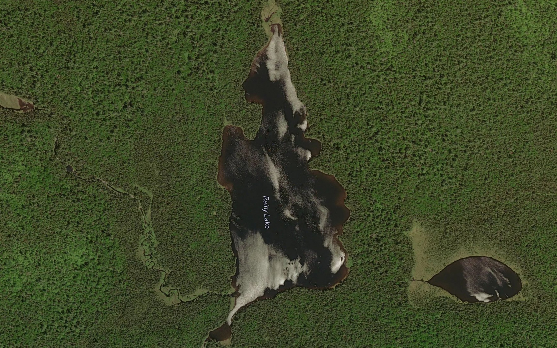 Satellite map of the Rainy Lake