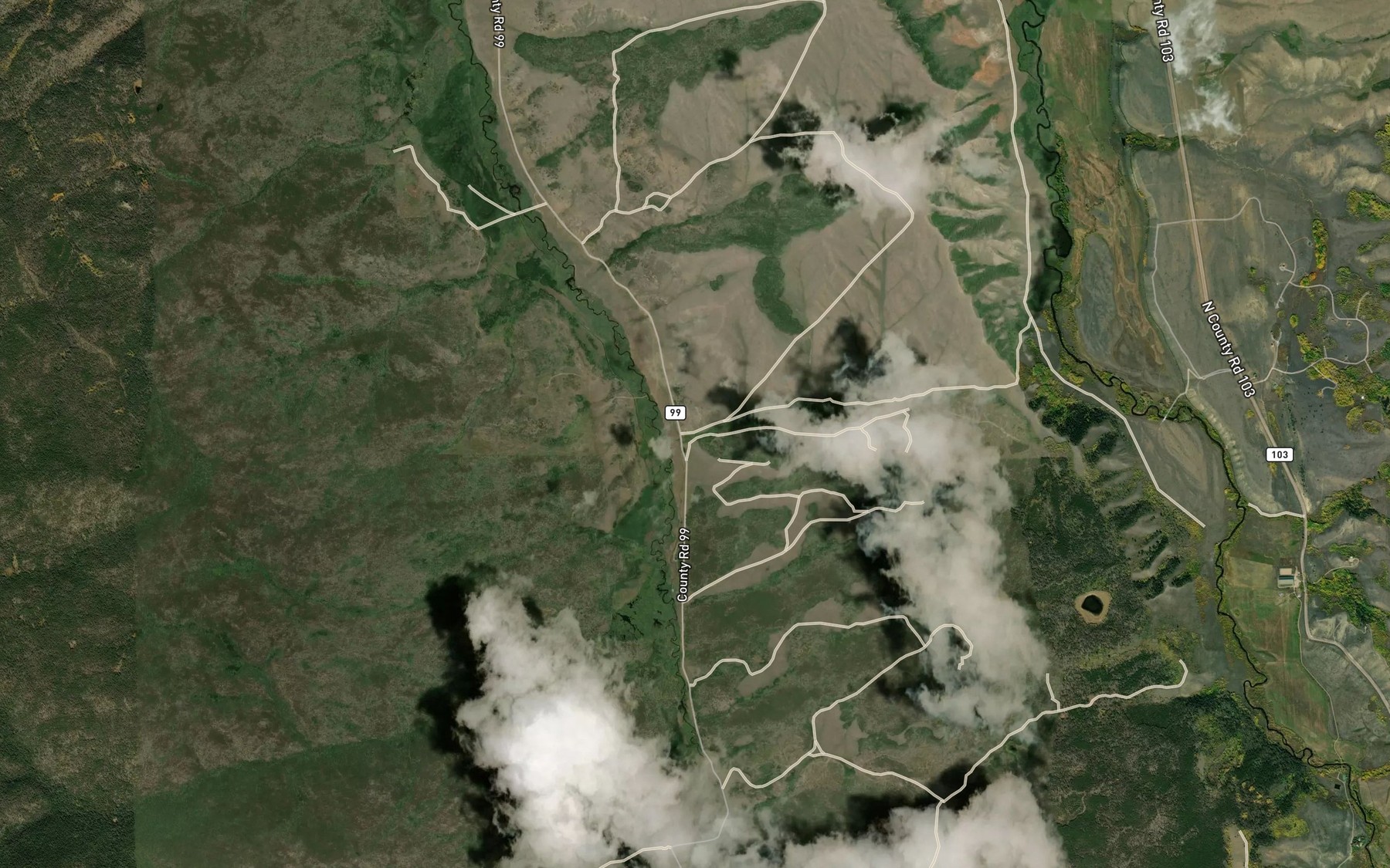 Satellite map of the Pass Creek