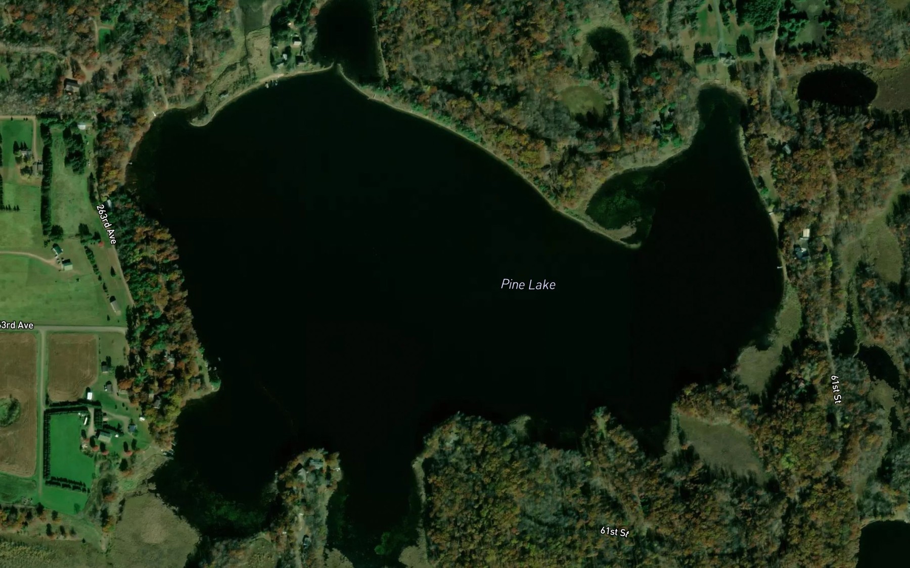 Satellite map of the Pine Lake