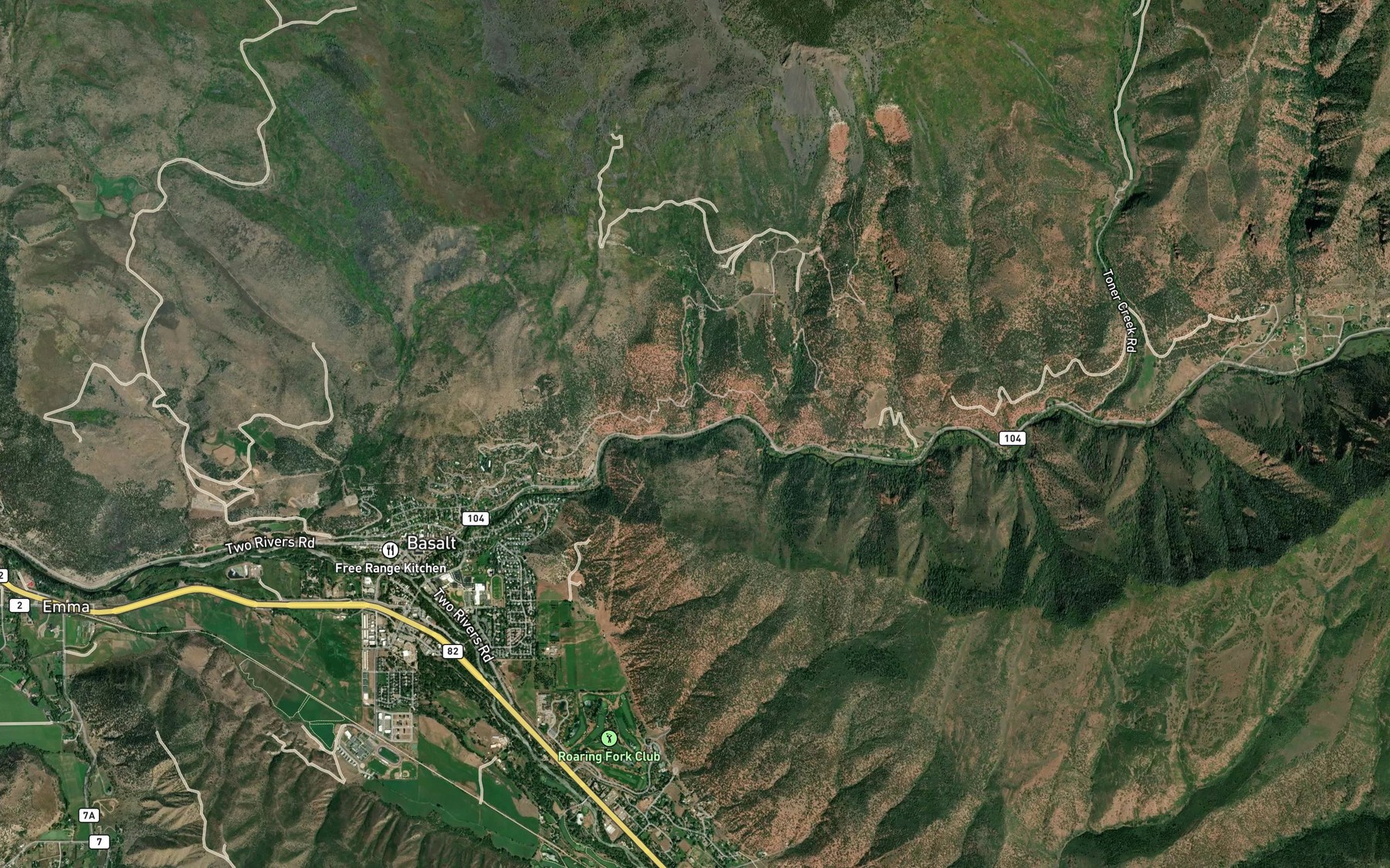 Satellite map of the Center Creek