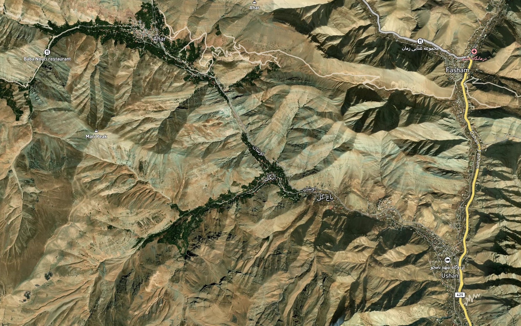 Satellite map of the Rudkhaneh-ye Ahar