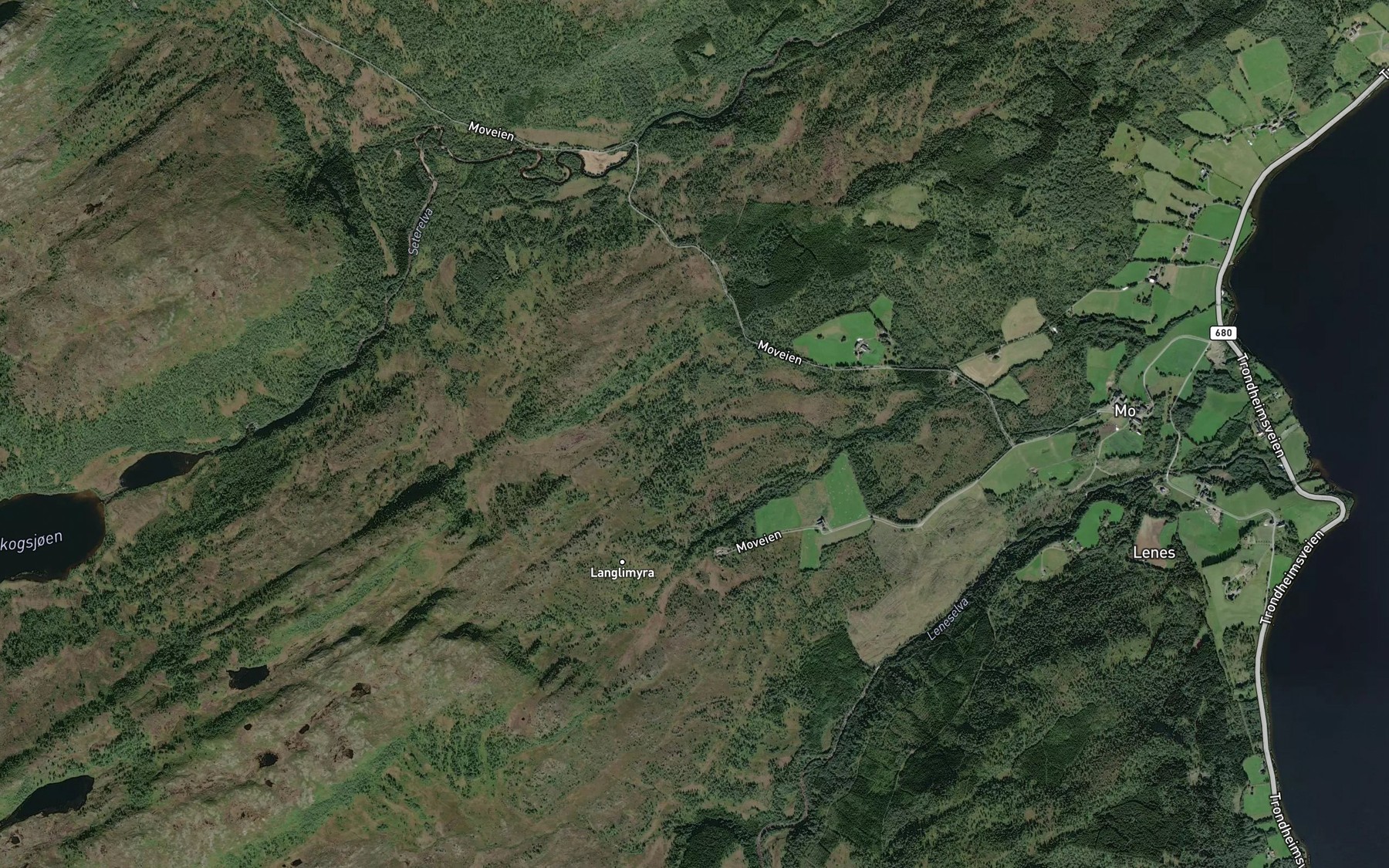 Satellite map of the Gammelbudalsbekken