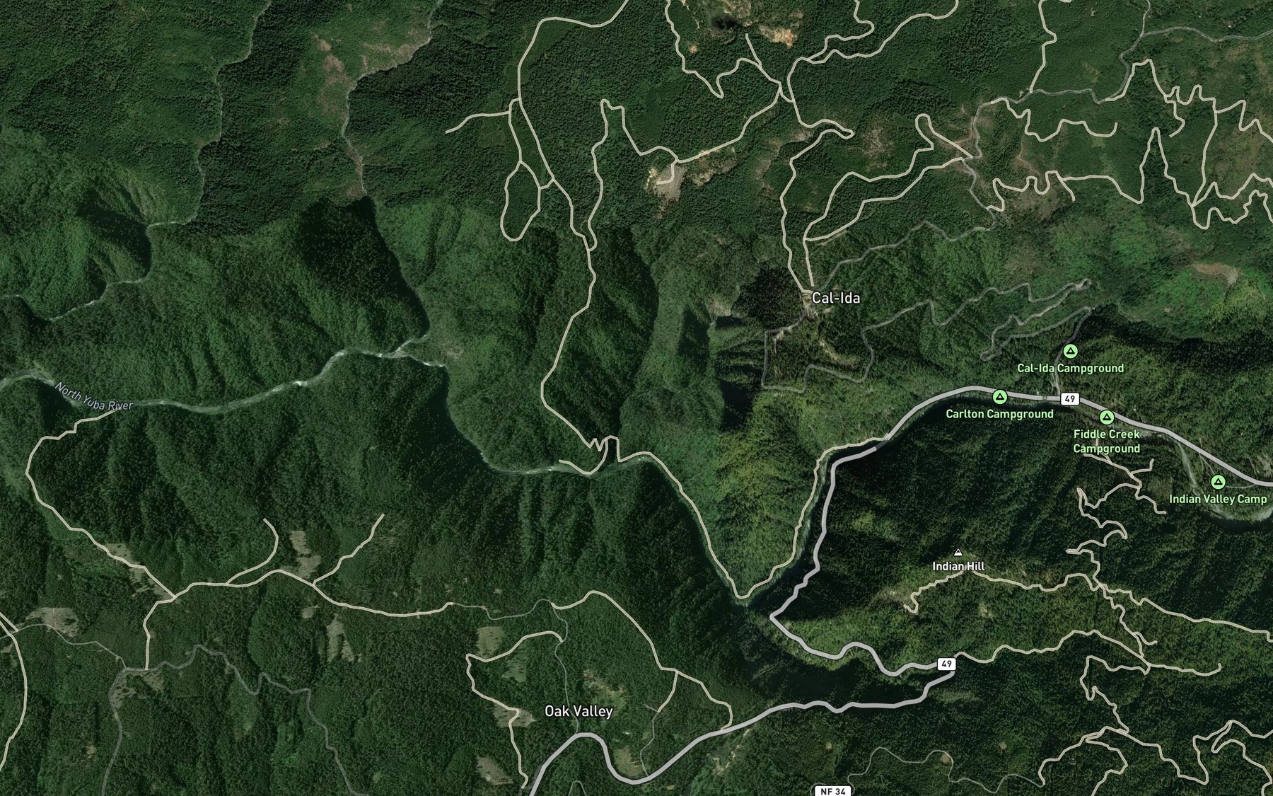Satellite map of the Cherokee Creek
