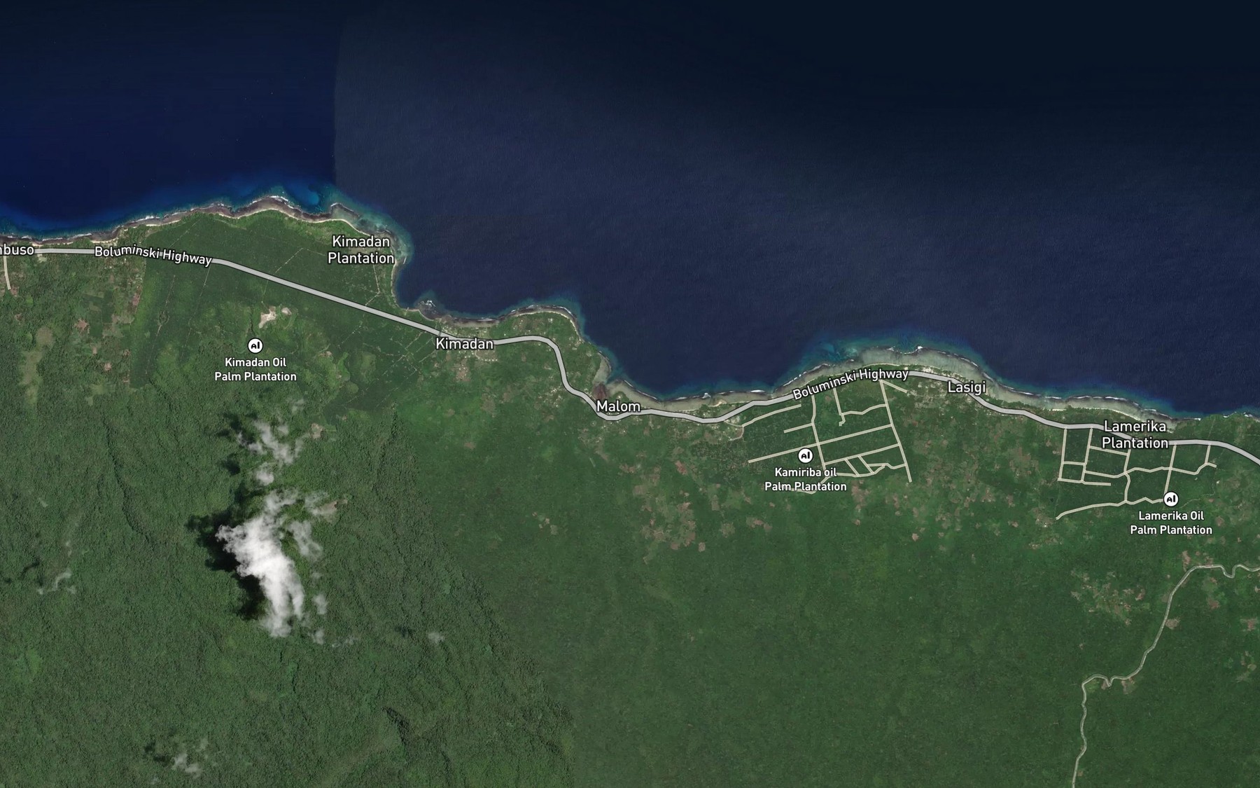 Satellite map of the Kimadan River