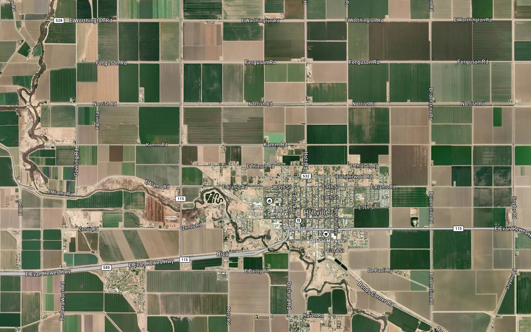 Satellite map of the Eleventh Street Ditch