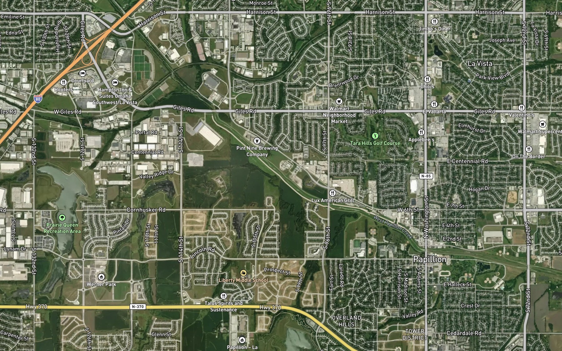 Satellite map of the Schram Creek