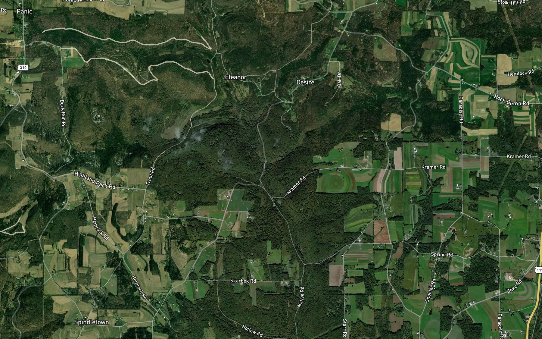 Satellite map of the McKee Run
