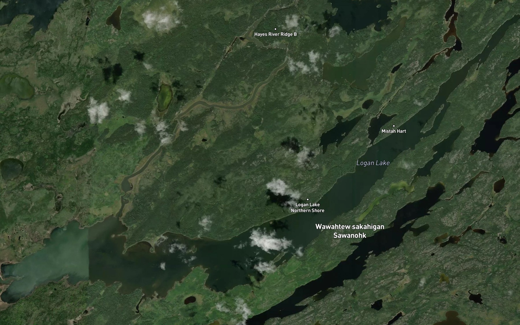 Satellite map of the Logan Lake