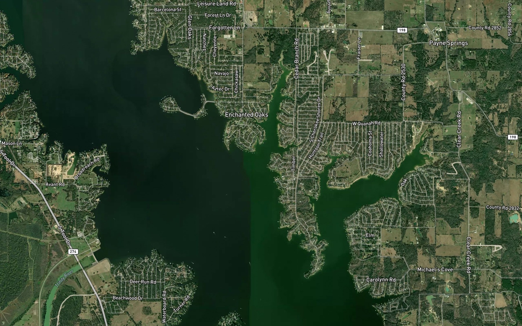 Satellite map of the Cedar Branch