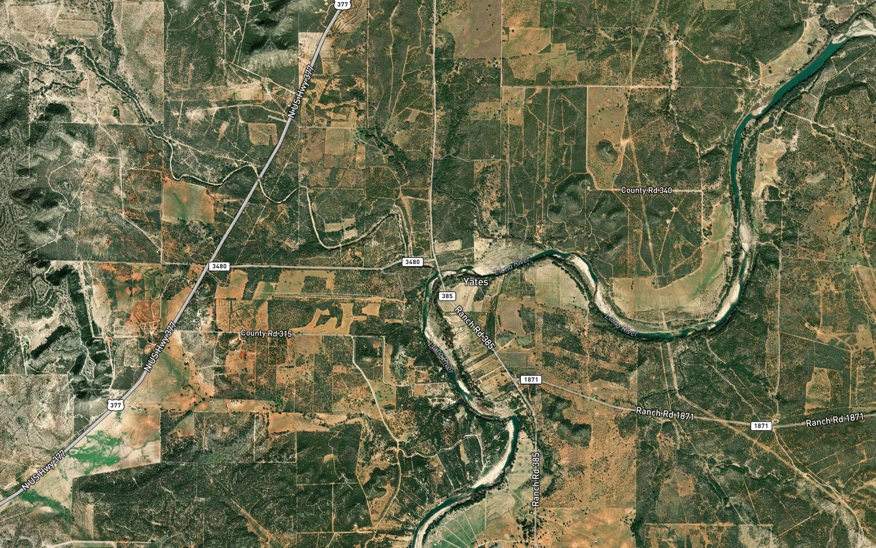 Satellite map of the Red Creek