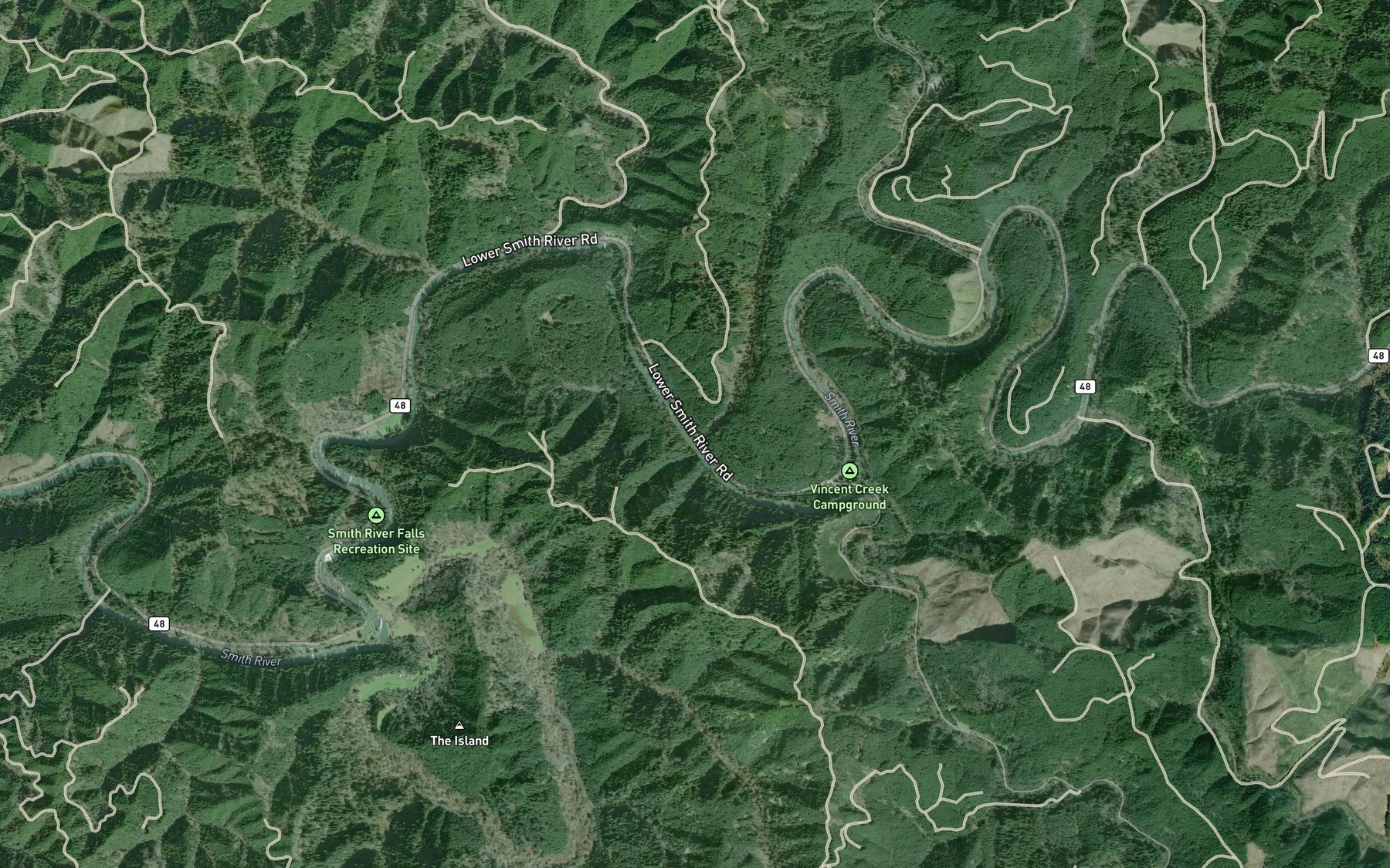 Satellite map of the Rachel Creek