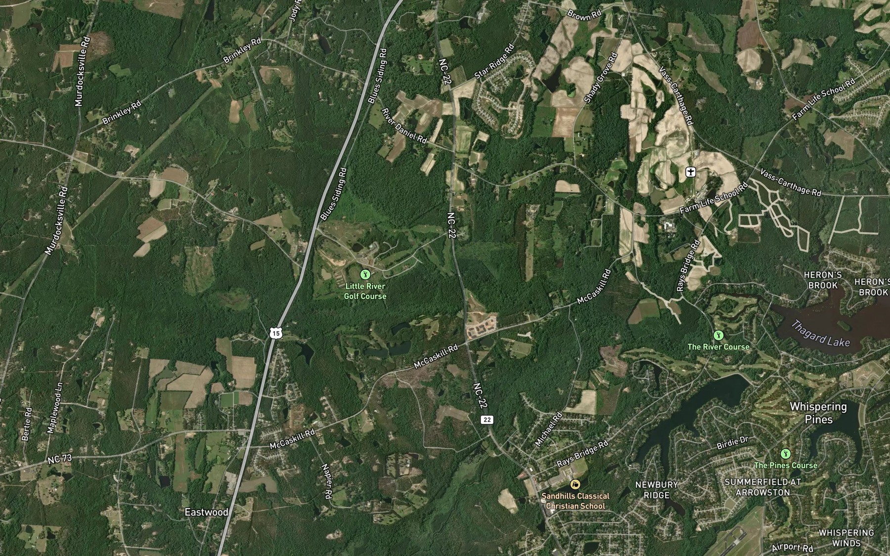 Satellite map of the Wads Creek