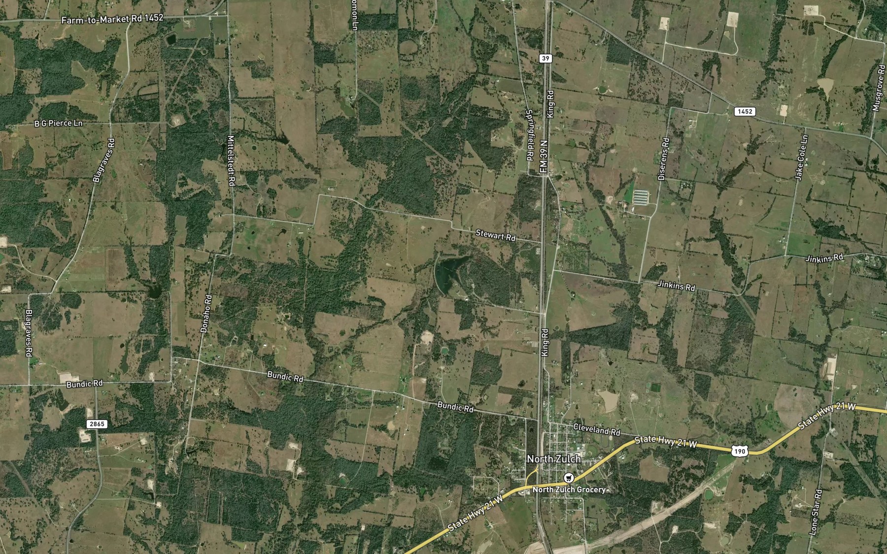 Satellite map of the North Zulch Reservoir