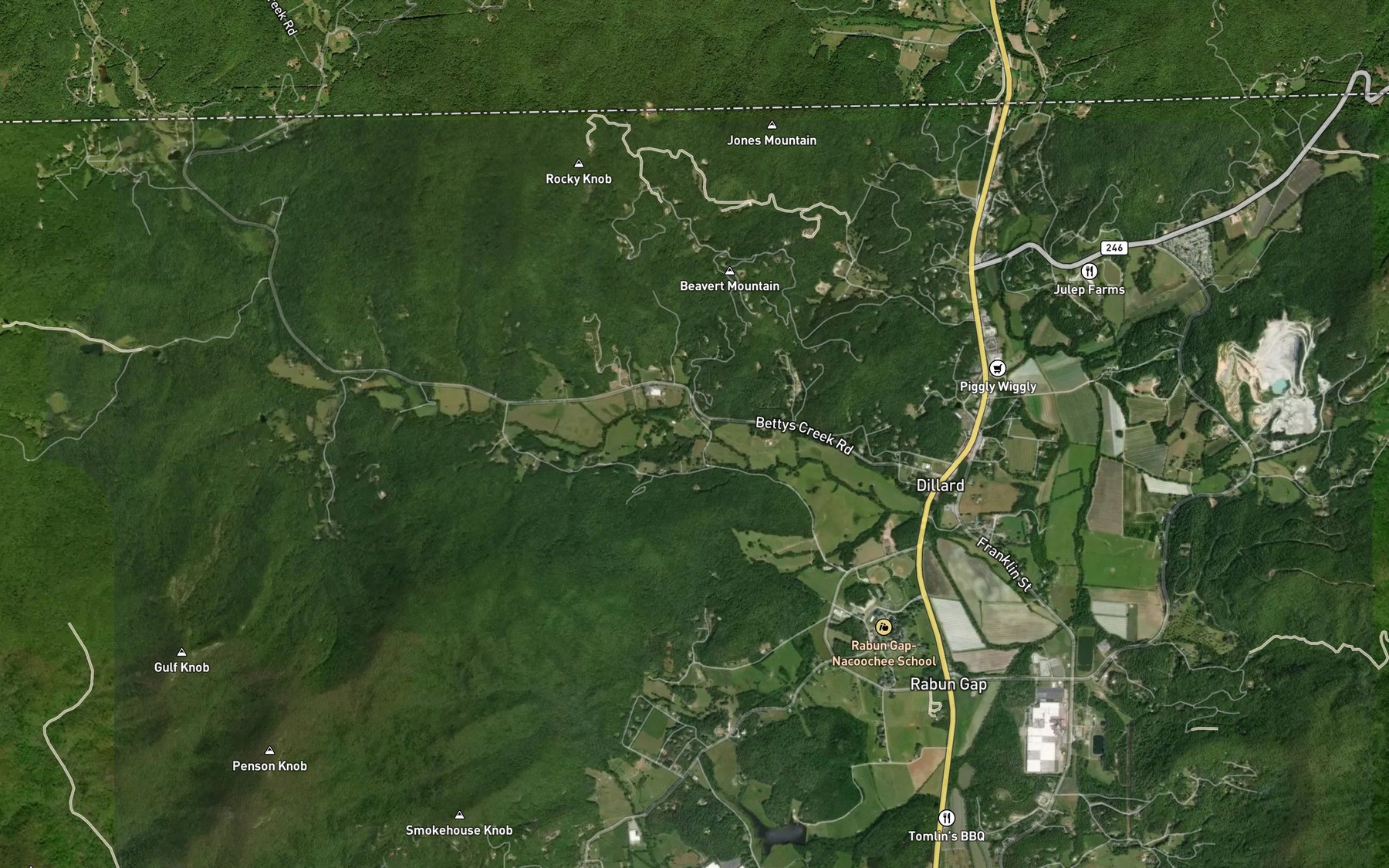 Satellite map of the Beavert Branch