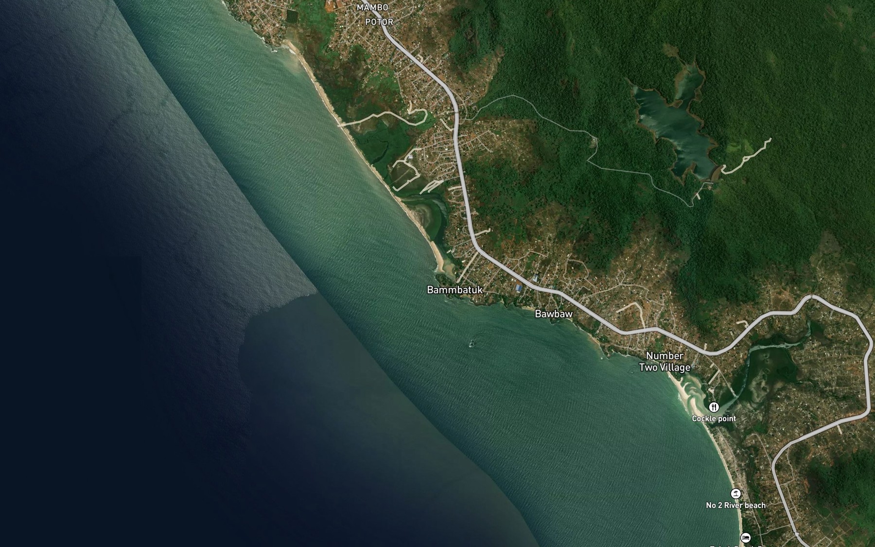 Satellite map of the Sussex River