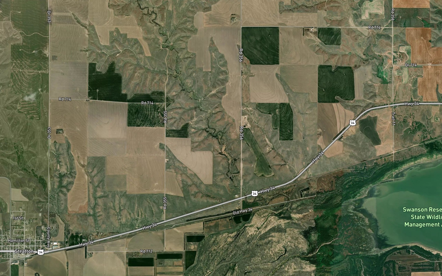 Satellite map of the Camp Creek