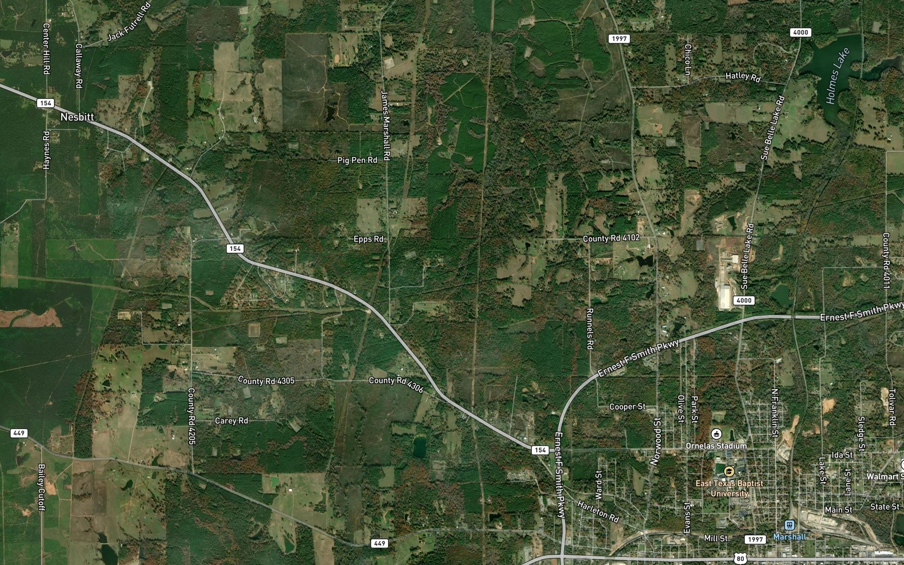 Satellite map of the Snider Lake