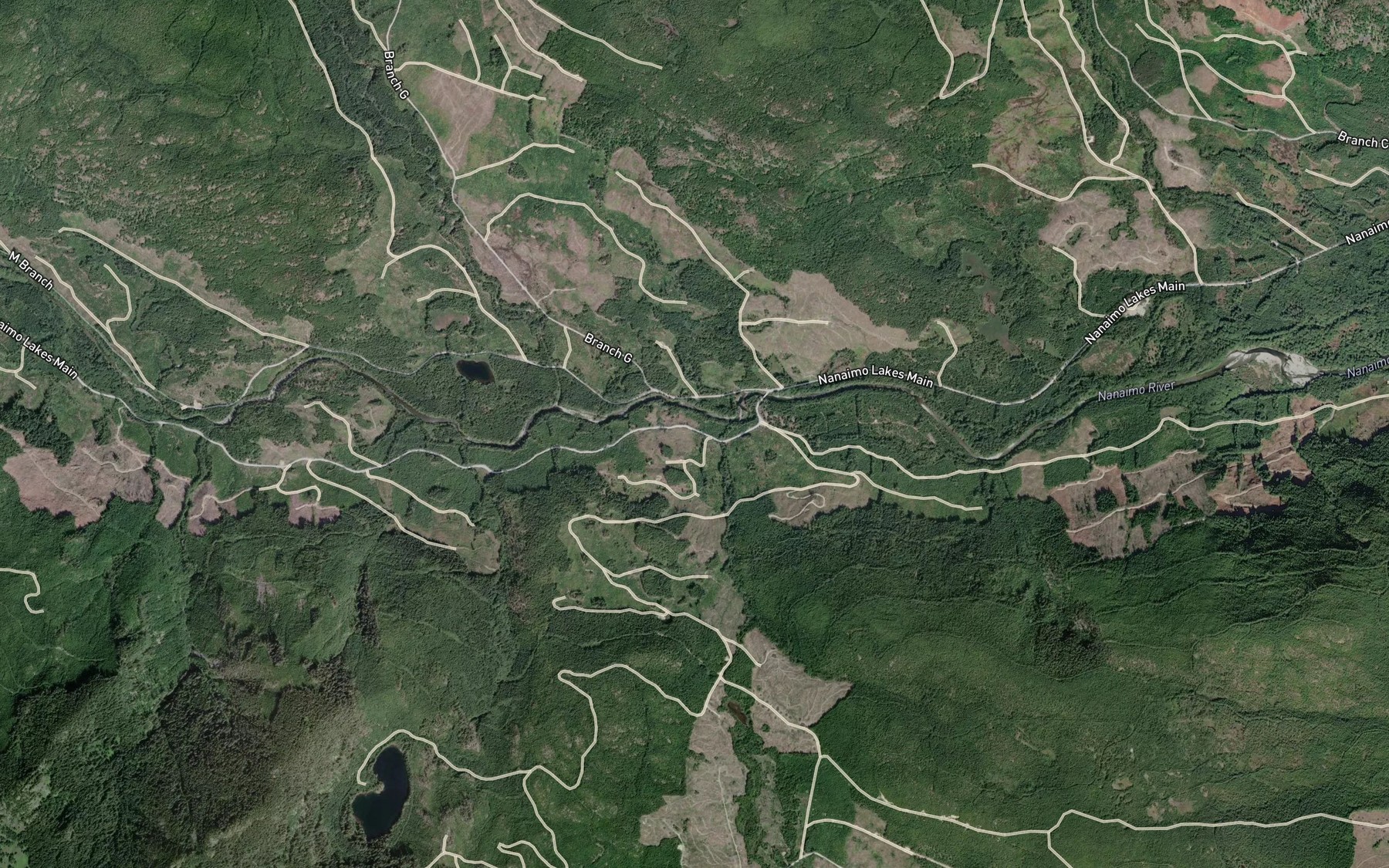 Satellite map of the Rush Creek