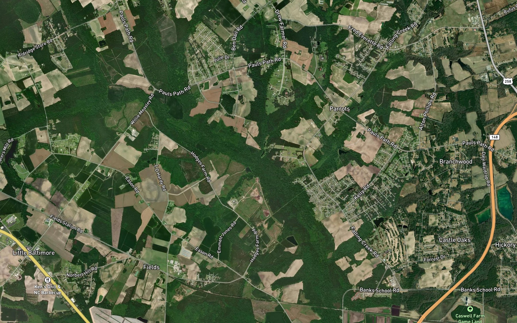 Satellite map of the White Marsh Run