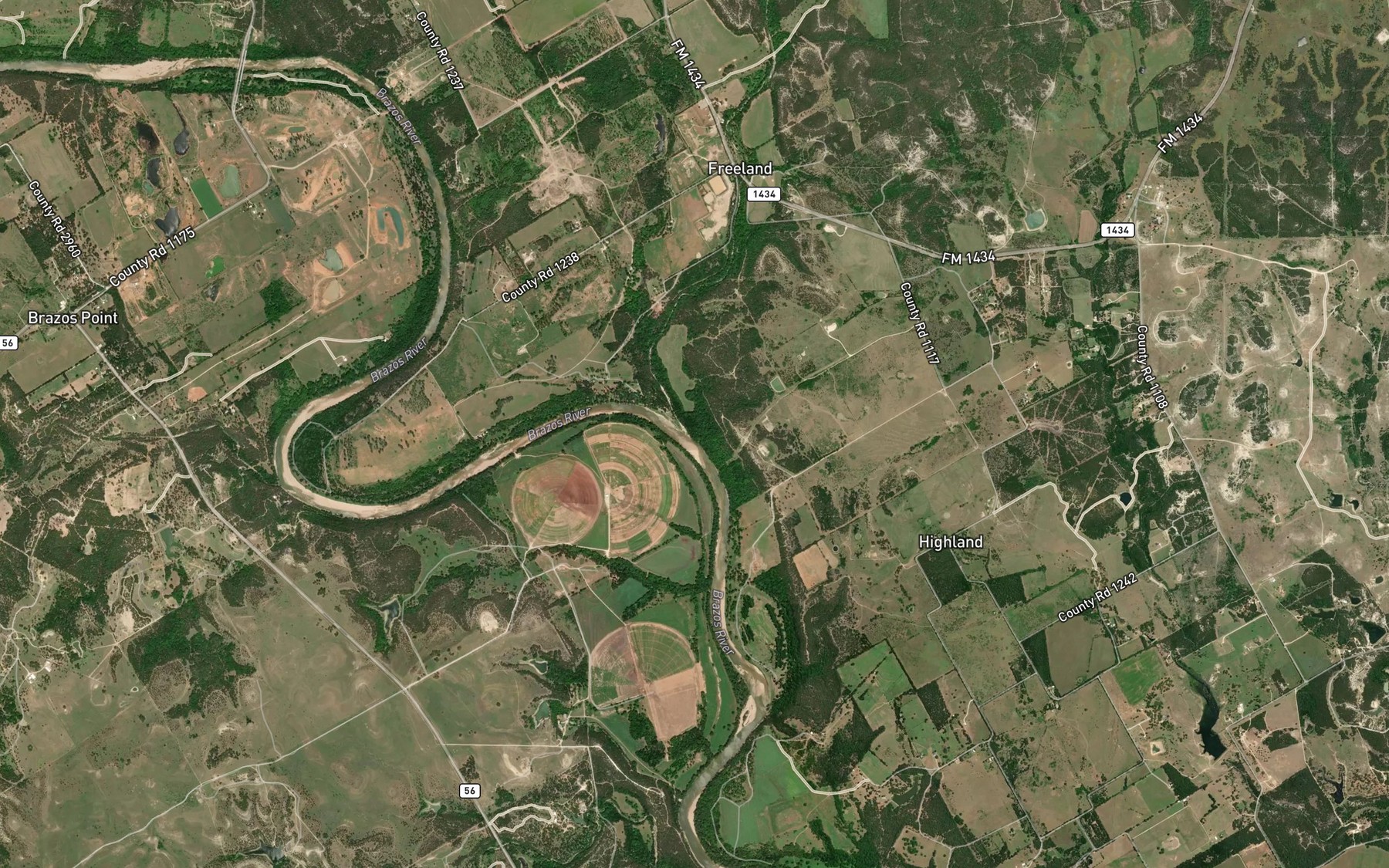 Satellite map of the Camp Creek